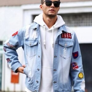 Men's Form-Fitting Denim Jacket | Slim-Fit Jean Jacket for Men Hover Image