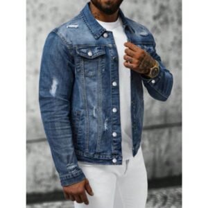 Men's Slim-Fit Denim Jacket | Classic Fitted Jean Jacket Hover Image