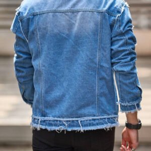 Premium Men's Form-Fitting Denim Jacket | Tailored Slim-Fit Casual Jean Coat Hover Image