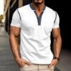 Men's Casual V-Neck Polo Shirt | Summer Short-Sleeve Button Top