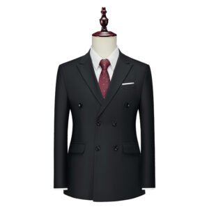 Premium Men's Double-Breasted Suit Jacket | Business Casual Solid Color Blazer