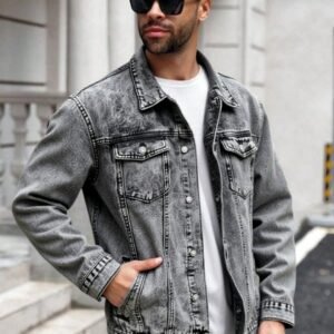 Men's Form-Fitting Denim Jacket | Slim Fit Classic Cotton Stretch Outerwear